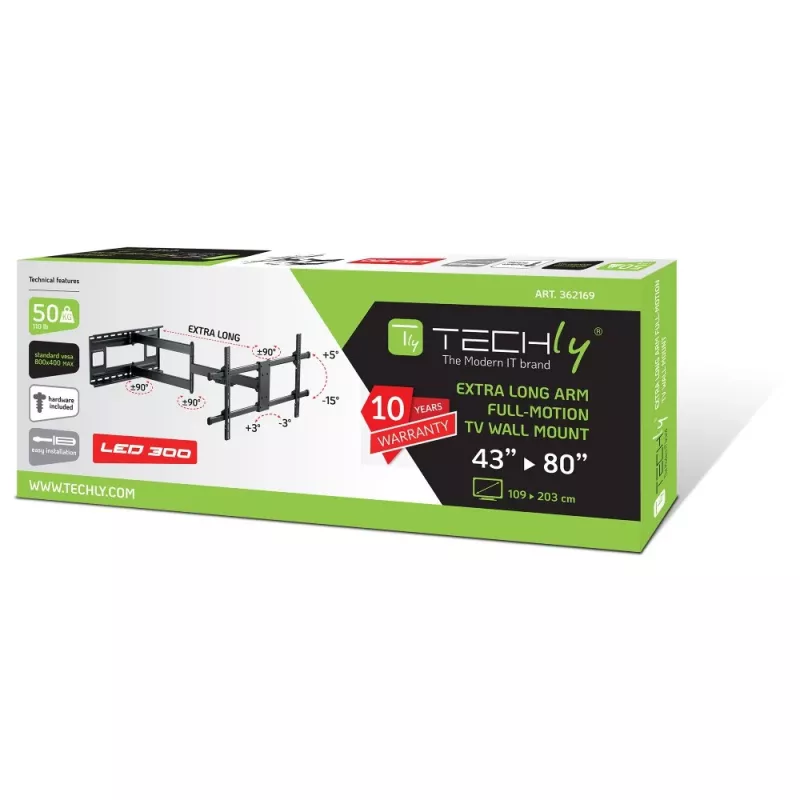 Techly ICA-PLB 490 Βάση/Stand TV 2,03 m (80 inch) Μαύρο