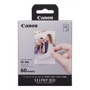 Canon XC-60L, Θερμική εξάχνωση, 5,4x8,5 cm, 60 τεμ. Canon XC-60L. Τεχνολογία εκτύπωσης: Θερμική εξάχνωση, Μέγεθος χαρτιού: 5,4x8,5 cm. Ποσότητα ανά συσκευασία: 60 τεμ.