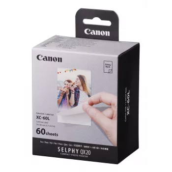 Canon XC-60L, Θερμική εξάχνωση, 5,4x8,5 cm, 60 τεμ. Canon XC-60L. Τεχνολογία εκτύπωσης: Θερμική εξάχνωση, Μέγεθος χαρτιού: 5,4x8,5 cm. Ποσότητα ανά συσκευασία: 60 τεμ.