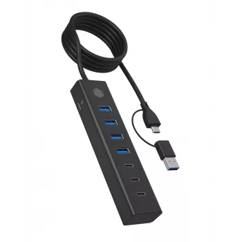 ICY BOX IB-HUB1737-C3 USB 3.2 Gen 1 (3.1 Gen 1) Type-C 5000 Mbit/s Μαύρο