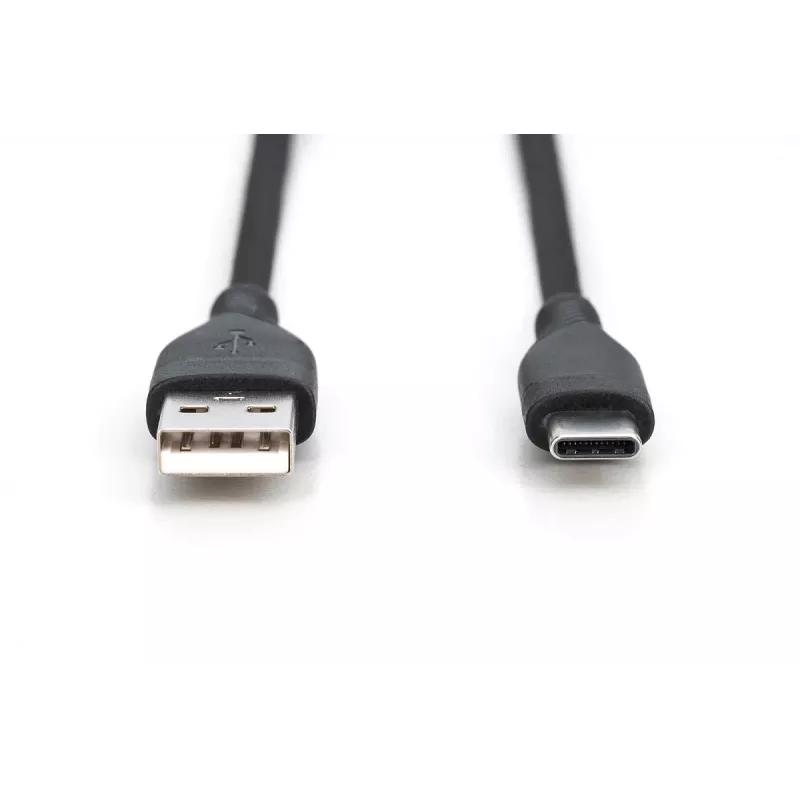 Καλώδιο φόρτισης σιλικόνης USB-C DIGITUS USB-A - USB-C USB 2.0 60W - 50cm μαύρο