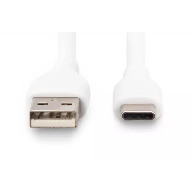 Καλώδιο φόρτισης σιλικόνης USB-C DIGITUS USB-A – USB-C USB 2.0 60W – 50 cm λευκό