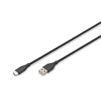 Καλώδιο φόρτισης σιλικόνης USB-C DIGITUS USB-A - USB-C USB 2.0 60W - 2m μαύρο