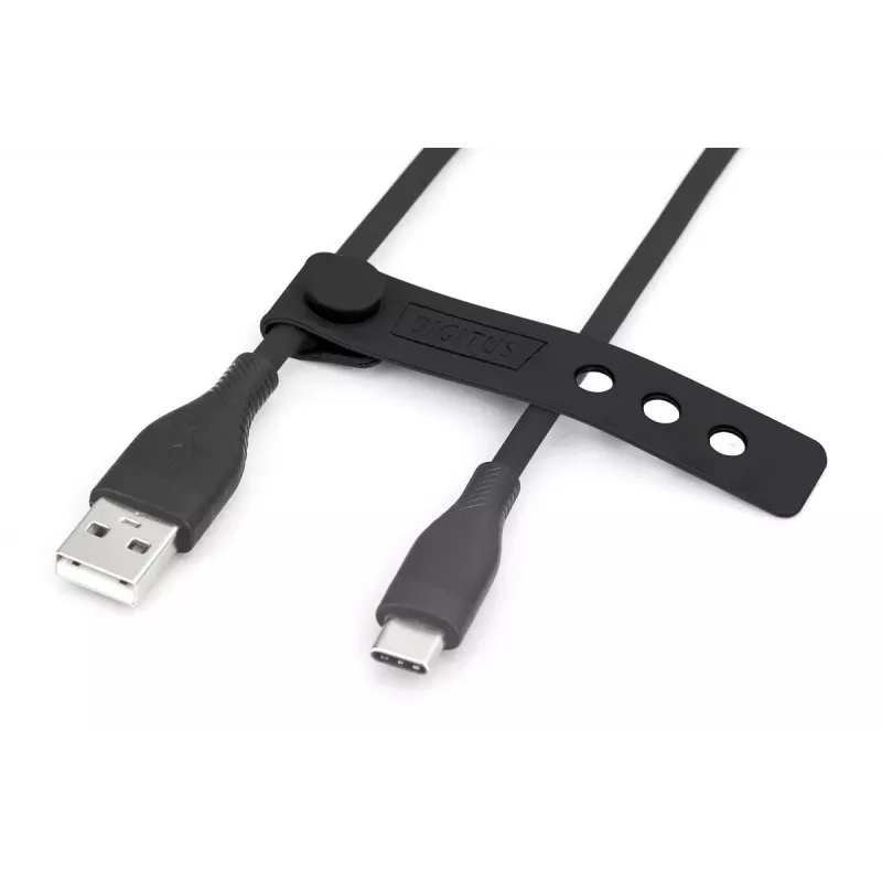Καλώδιο φόρτισης σιλικόνης USB-C DIGITUS USB-A - USB-C USB 2.0 60W - 2m μαύρο