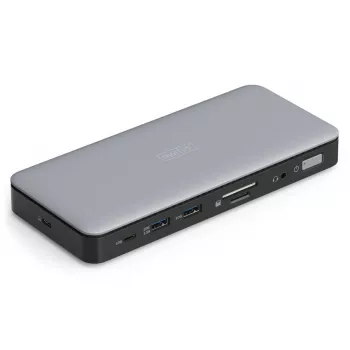 DIGITUS USB-C Docking Station, 11-θέσεων - 2x HDMI / DP / 2x USB-A 3.2 Gen 2 / USB-C 3.2 Gen 2 / GbE / SD / MicroSD / Υποδοχή DC - max. 150 Watt / 3,5 mm