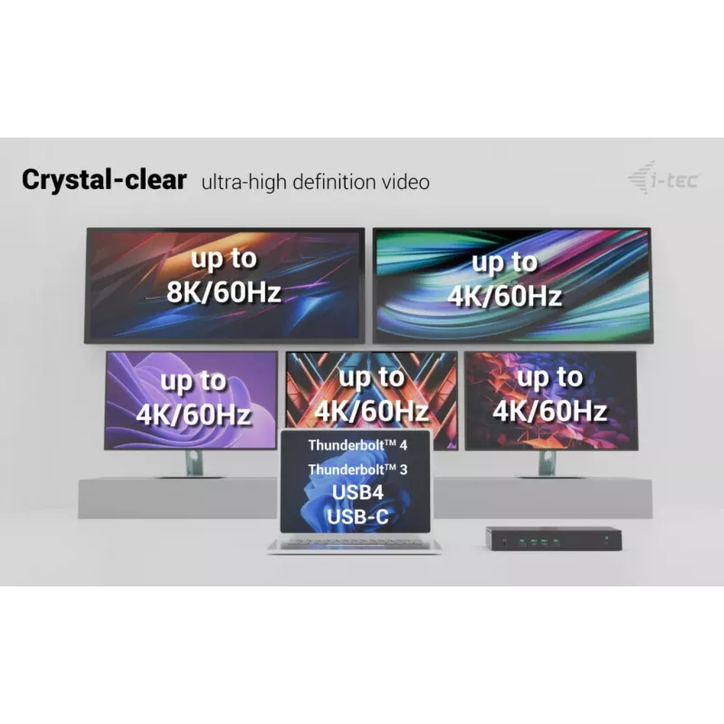 i-tec Universal 5x 4K/60Hz Display Docking Station + Power Delivery 100W