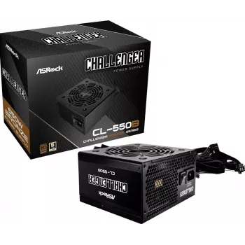 Τροφοδοτικό ASRock CL-550B Challenger 550W ATX, 20+4-Pin, 80 PLUS Bronze, ανεμιστήρας 120 mm, μαύρο