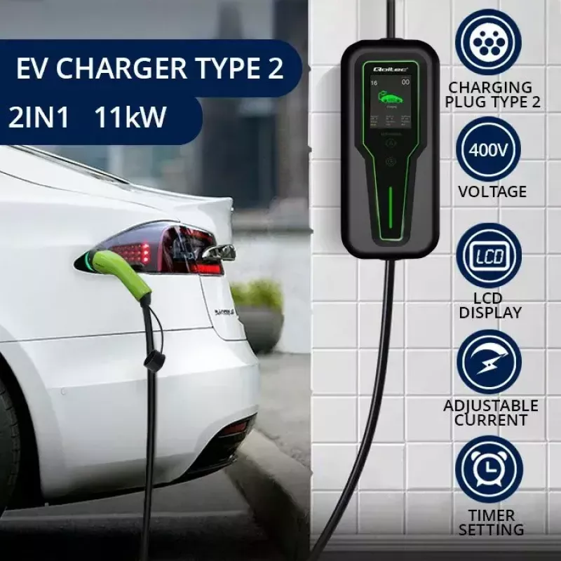 Φορητός φορτιστής EV QOLTEC 52467 Type 2, 11 kW, 3 φάσεων