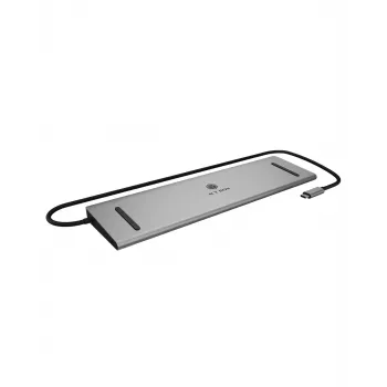 ICY BOX 11-in-1 via USB Type-C, ενσύρματο, USB 3.2 Gen 1 (3.1 Gen 1) Type-C, 100 W, 3,5 mm, 10,100,1000 Mbit/s, ανθρακί, μαύρο