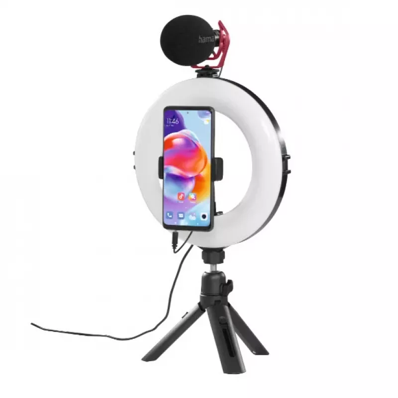 Hama SpotLight Smart 80 II φωτιστικό δακτύλιος LED, σετ για smartphone, με μίνι τρίποδο