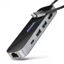 Axagon HMC-6GLN Hub USB 5Gbps, 2x USB-A, USB-C, HDMI 4k/60Hz, RJ-45, PD 100W, Καλώδιο USB-C