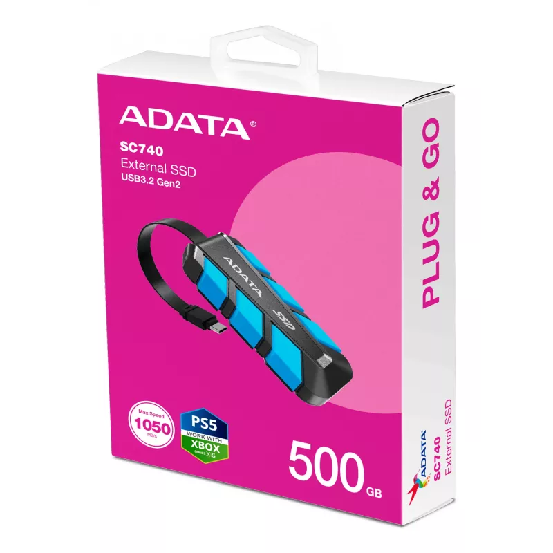 ADATA SC740 500 GB USB Type-C 3.2 Gen 2 (3.1 Gen 2) μαύρο, μπλε