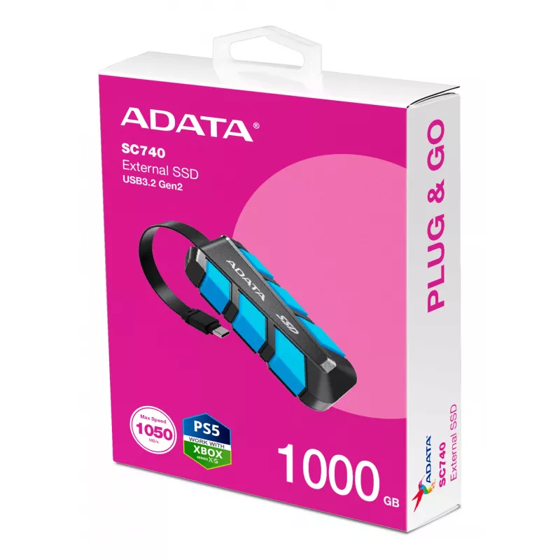 ADATA SC740 1 TB USB Type-C 3.2 Gen 2 (3.1 Gen 2) μαύρο, μπλε