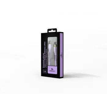 GEMBIRD USB Type-C Power Delivery (PD) 60W καλώδιο σιλικόνης φόρτισης και δεδομένων, 1,5 m Μωβ