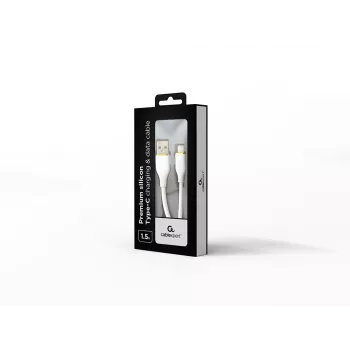 GEMBIRD Premium σιλικόνης καλώδιο φόρτισης και δεδομένων Type-C USB, 1,5 m – Λευκό