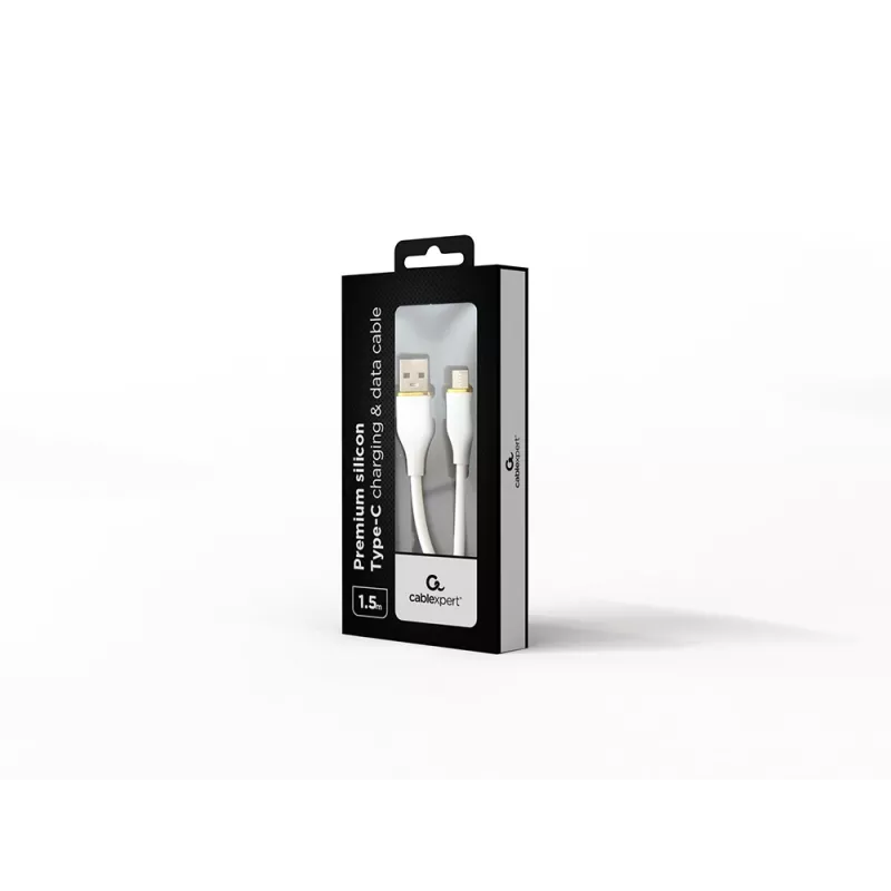 GEMBIRD Premium σιλικόνης καλώδιο φόρτισης και δεδομένων Type-C USB, 1,5 m – Λευκό