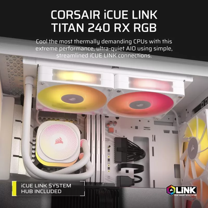 Ψύκτρα CPU CORSAIR - Icue Link Titan 240 Rx RGB Aio Υδρόψυξη - Λευκό