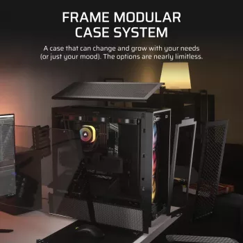Κουτί PC CORSAIR FRAME 4000D RS ARGB Midi Tower μαύρο — ATX/Micro-ATX/Mini-ITX, tempered glass, ανεμιστήρες ARGB, έως 370 mm GPU