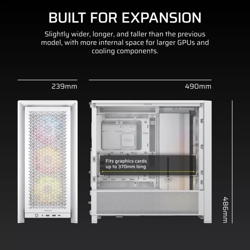 CORSAIR Mid-tower - θήκη Midi Frame 4000d Rs ArGB λευκό