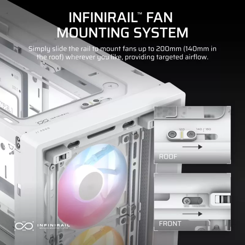 CORSAIR Mid-tower - θήκη Midi Frame 4000d Rs ArGB λευκό