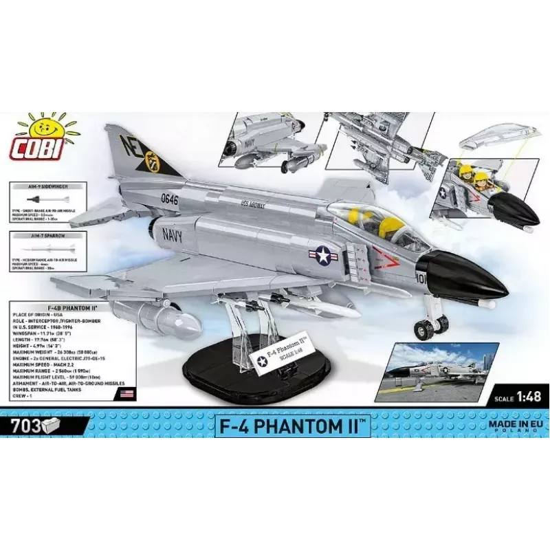 Cobi Blocks Armed Force F-4 Phantom II μοντέλο, σετ κατασκευής 703 τεμαχίων
