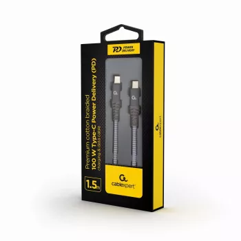 GEMBIRD Premium 100W Type-C Power Delivery (PD) καλώδιο φόρτισης & δεδομένων, 1,5m - Γκρι