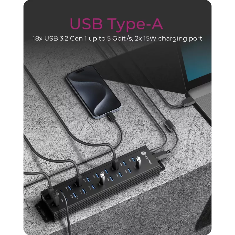ICY BOX IB-HUB1720-U3 Μαύρο