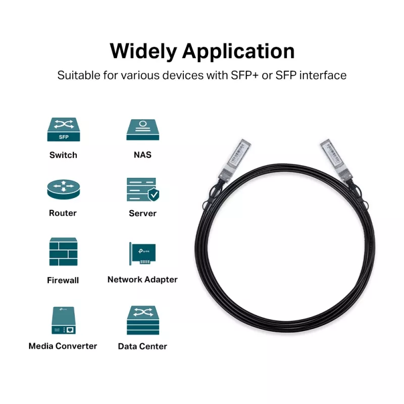 TP-Link 3 Meter 10G SFP+ Direct Attach Καλώδιο, 3 m, DAC, SFP+, SFP+