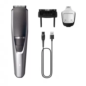 Κουρευτική μηχανή γενειάδας Philips BEARDTRIMMER Series 3000 BT3239/15, 0,5 mm–10 mm, 20 ρυθμίσεις μήκους, επαναφορτιζόμενη USB, μαύρο/ασημί