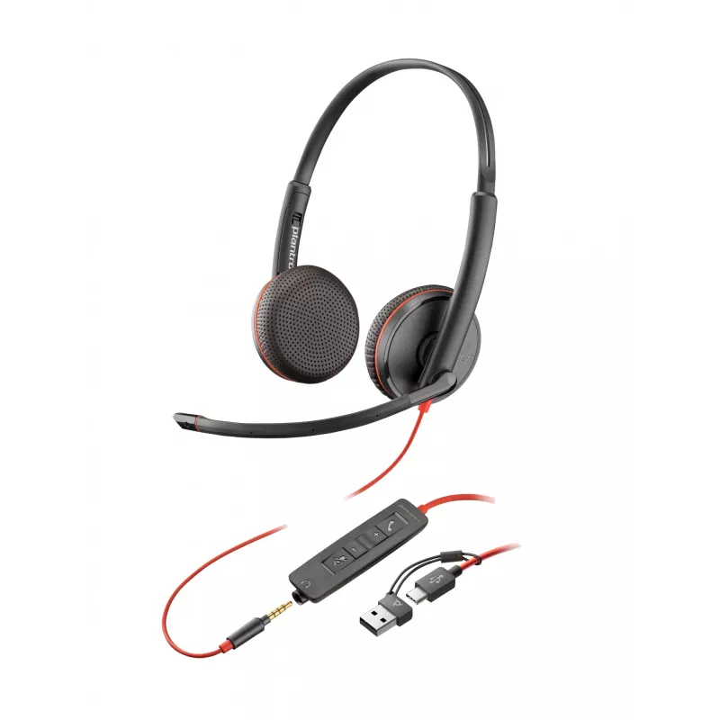 HP Poly Blackwire 3225 Στερεοφωνικό USB-C Headset +βύσμα 3,5 mm +USB-C/A αντάπτορας (Bulk)