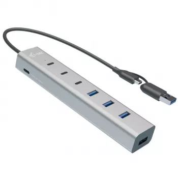 i-tec USB-C/USB-A Μεταλλικό HUB φόρτισης 7 θυρών (3x USB-C, 4x USB-A)