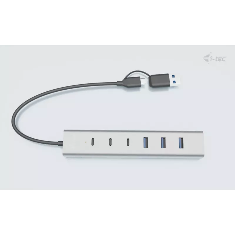 i-tec USB-C/USB-A Μεταλλικό HUB φόρτισης 7 θυρών (3x USB-C, 4x USB-A)