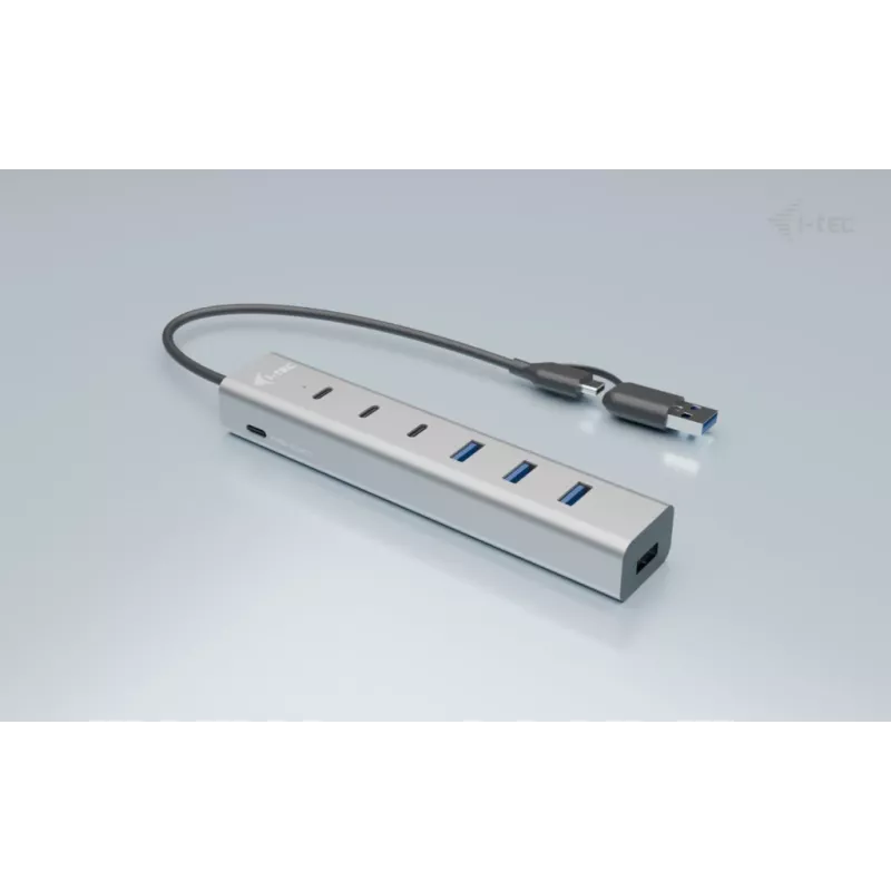 i-tec USB-C/USB-A Μεταλλικό HUB φόρτισης 7 θυρών (3x USB-C, 4x USB-A)