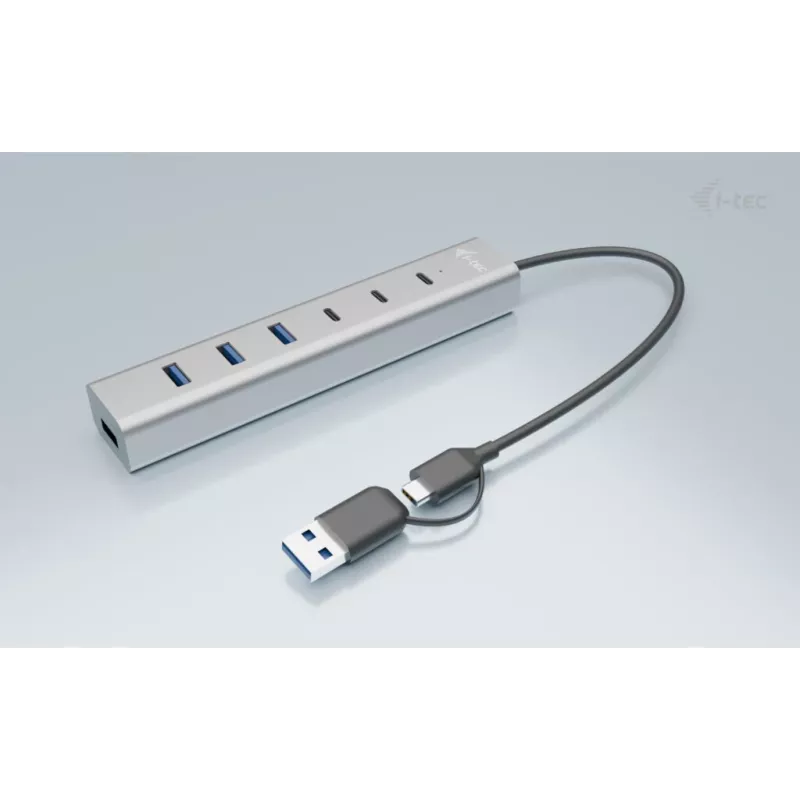 i-tec USB-C/USB-A Μεταλλικό HUB φόρτισης 7 θυρών (3x USB-C, 4x USB-A)