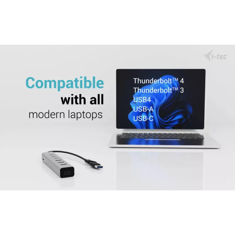 i-tec USB-C/USB-A Μεταλλικό HUB φόρτισης 7 θυρών (3x USB-C, 4x USB-A)