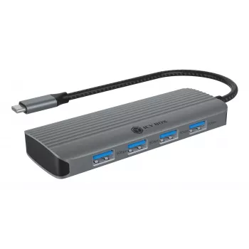 ICY BOX IB-DK4022a-CPD Ενσύρματο USB 3.2 Gen 1 (3.1 Gen 1) Type-C Αλουμίνιο, Ασημί