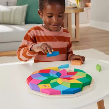 Ξύλινο παζλ Mandala Fisher-Price, γεωμετρικό, για νήπια και παιδιά, 40 ξύλινα κομμάτια