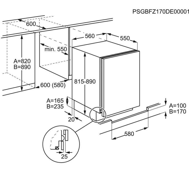 Electrolux Serie 600 LXB2AE82S ψυγείο εντοιχιζόμενο 127 L λευκό