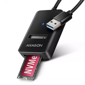 Θήκη SSD AXAGON ADM2-AM USB-A 10 Gbit/s για μεμονωμένο δίσκο M.2 NVMe/SATA, USB 3.2 Gen 2, καλώδιο 10 cm, μαύρο