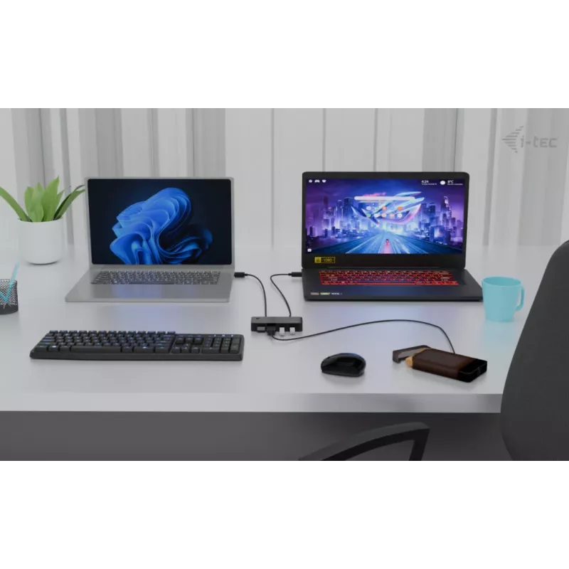 i-tec Universal KVM HUB 2x USB-C 2x USB-A 3.0 5000 Mbit/s μαύρο