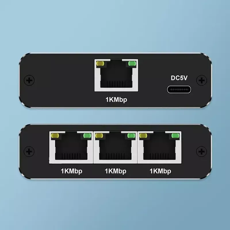 Ethernet splitter QOLTEC 52294 1x3 RJ45 με είσοδο τροφοδοσίας USB-C