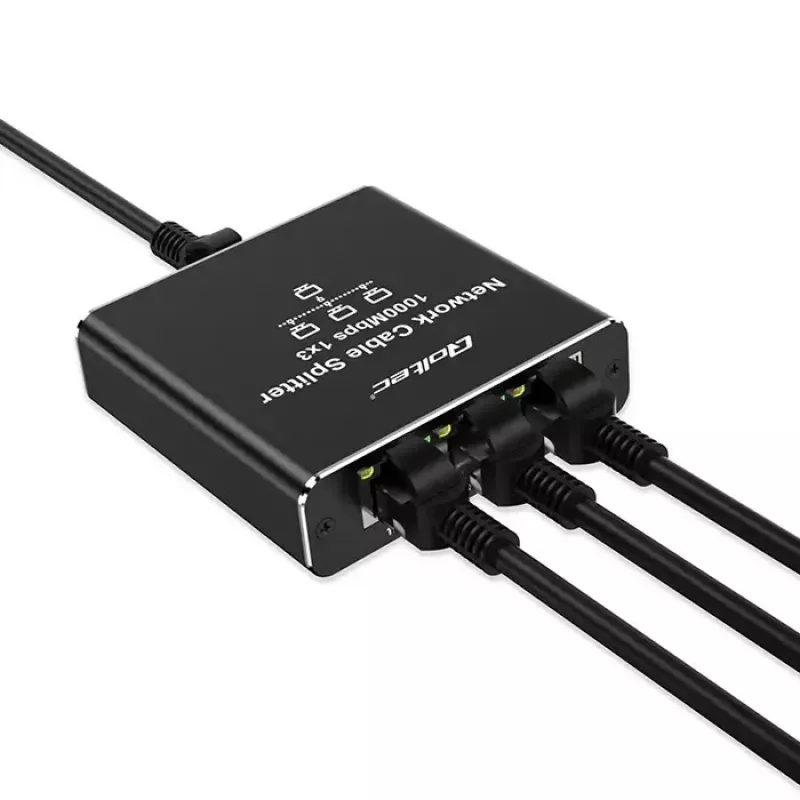 Ethernet splitter QOLTEC 52294 1x3 RJ45 με είσοδο τροφοδοσίας USB-C