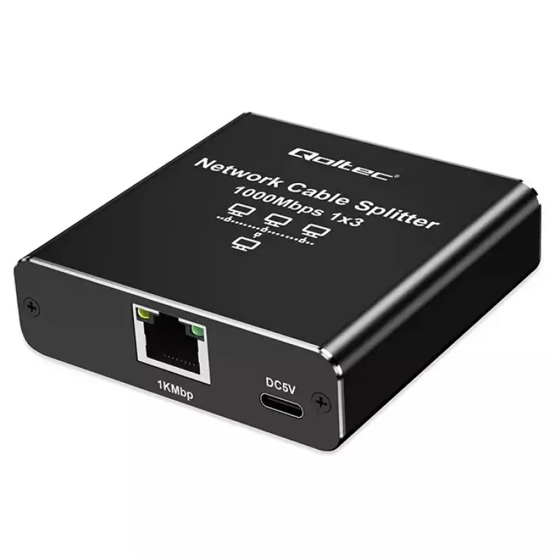 Ethernet splitter QOLTEC 52294 1x3 RJ45 με είσοδο τροφοδοσίας USB-C