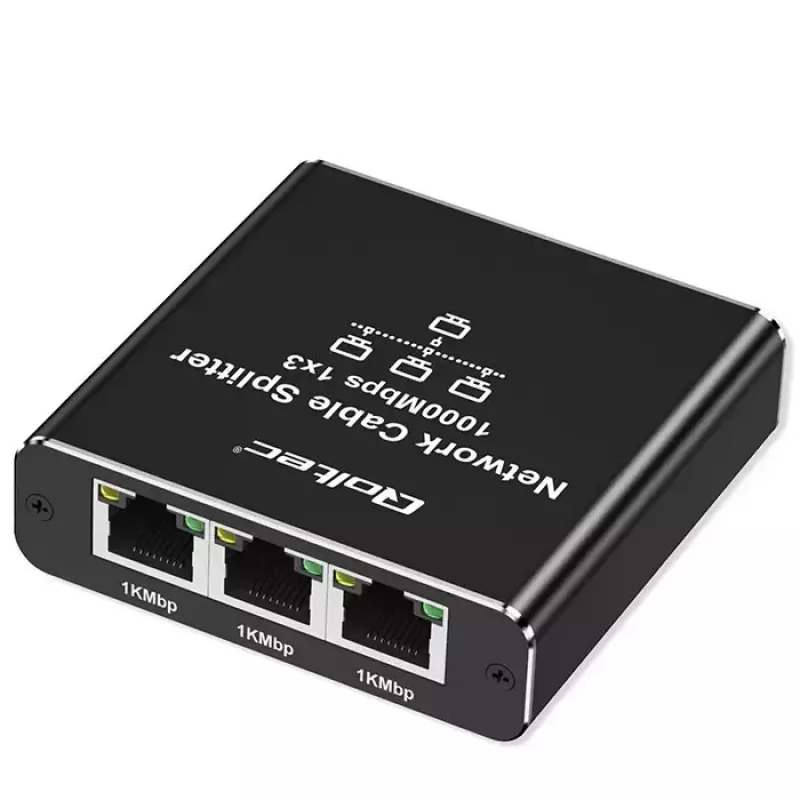 Ethernet splitter QOLTEC 52294 1x3 RJ45 με είσοδο τροφοδοσίας USB-C
