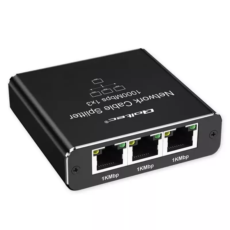 Ethernet splitter QOLTEC 52294 1x3 RJ45 με είσοδο τροφοδοσίας USB-C