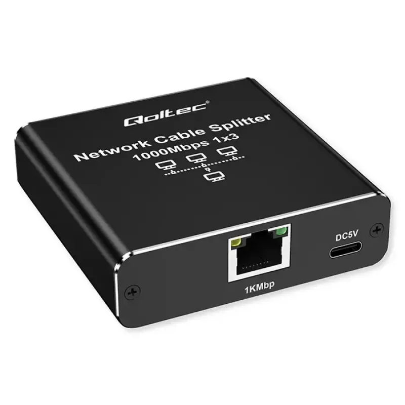 Ethernet splitter QOLTEC 52294 1x3 RJ45 με είσοδο τροφοδοσίας USB-C