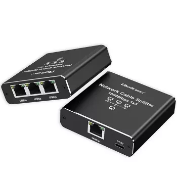 Ethernet splitter QOLTEC 52294 1x3 RJ45 με είσοδο τροφοδοσίας USB-C