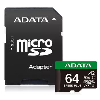 Κάρτα MicroSDXC ADATA Speed Plus 64 GB UHS Class 3 Μοντέλο UD64GUI3V30A2SP-RA1