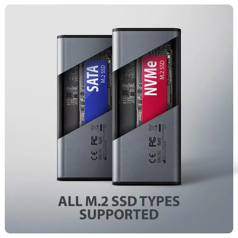 Axagon EEM2-SD2 USB-C 10Gbps - θήκη DISPLAY για M.2 NVMe & SATA SSD