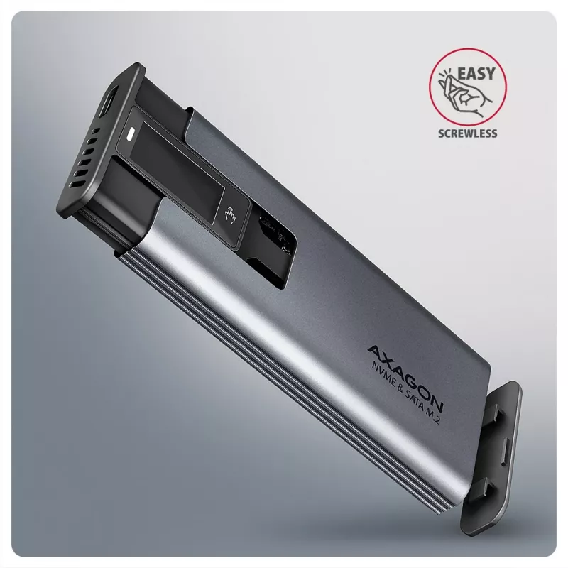 Axagon EEM2-SD2 USB-C 10Gbps - θήκη DISPLAY για M.2 NVMe & SATA SSD